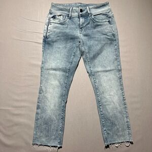 G-Star Raw Women‎ Blue Denim Mid Rise Skinny Lynn Frayed Hem Jet Jeans 27x23.5